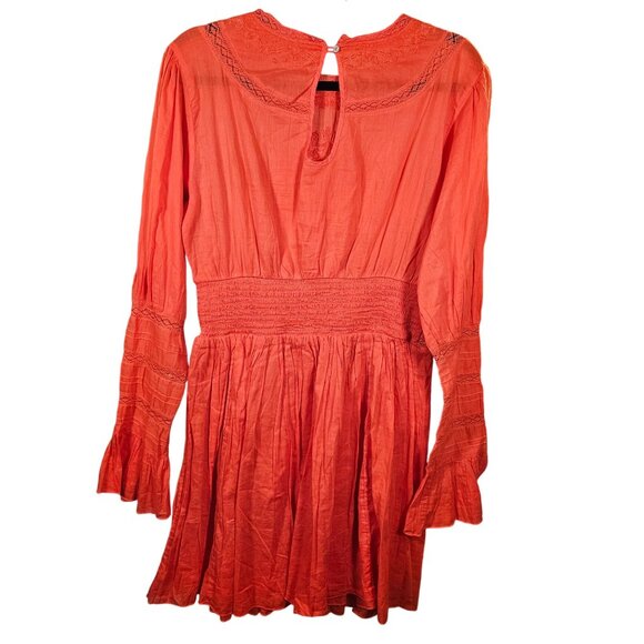 Free People Women Orange Dress 12 Whimsygoth, Boho Fall, Folk Festival Look - Picture 3 of 16